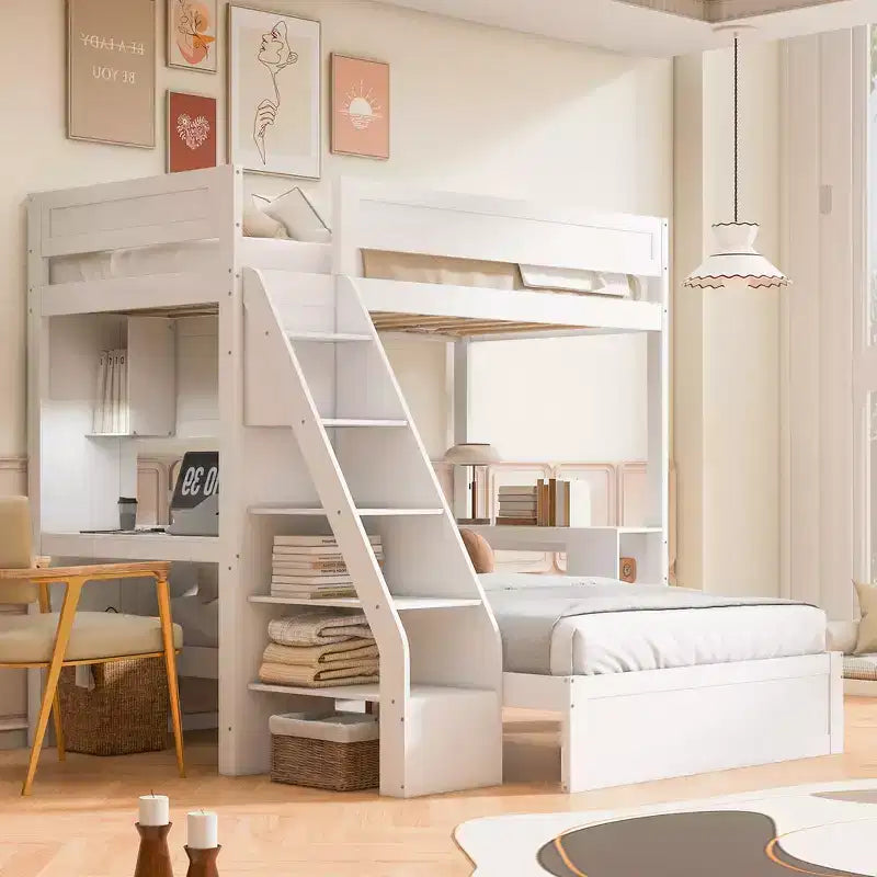 Lit superposé Twin XL sur Full avec bureau et USB