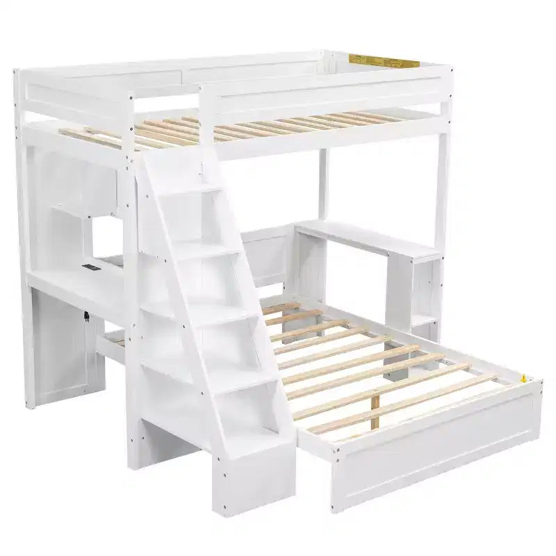Lit superposé Twin XL sur Full avec bureau et USB
