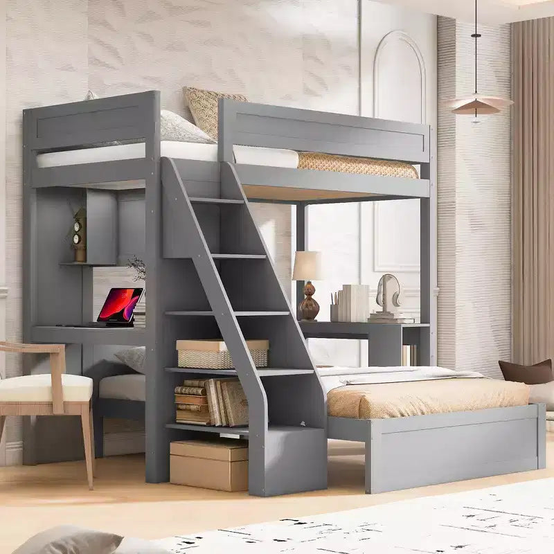 Lit superposé Twin XL sur Full avec bureau et USB