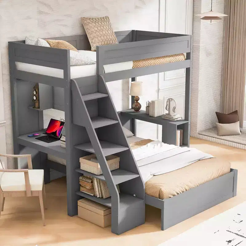 Lit superposé Twin XL sur Full avec bureau et USB