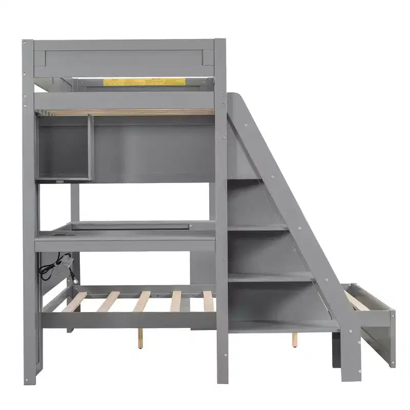 Lit superposé Twin XL sur Full avec bureau et USB