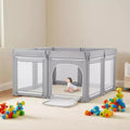 Parc pour bébé, 78,7 x 70,1 pouces, très grand parc pliable pour tout-petits, avec porte zippée et maille douce et respirante, Gris