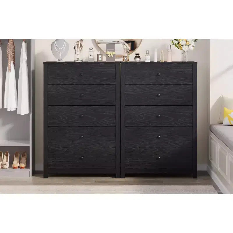 Commode de rangement à 5 tiroirs en bois pour chambre à coucher, commode moderne et simple avec tiroirs profonds pour salon, couloir, entrée