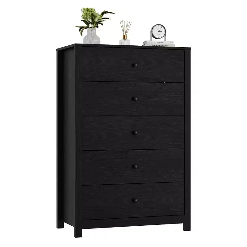 Commode de rangement à 5 tiroirs en bois pour chambre à coucher, commode moderne et simple avec tiroirs profonds pour salon, couloir, entrée