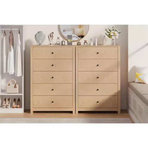 Commode de rangement à 5 tiroirs en bois pour chambre à coucher, commode moderne et simple avec tiroirs profonds pour salon, couloir, entrée