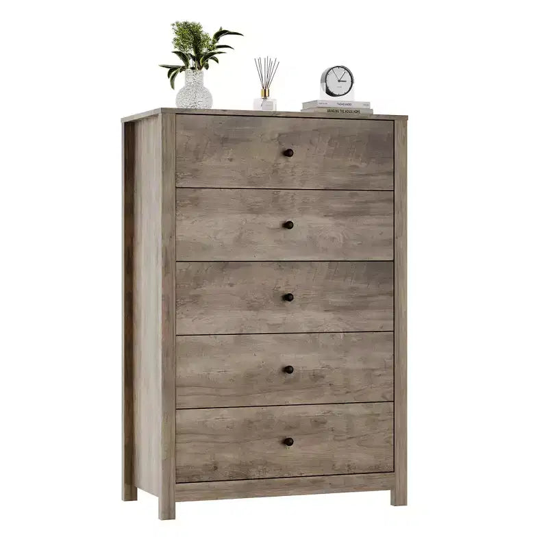 Commode de rangement à 5 tiroirs en bois pour chambre à coucher, commode moderne et simple avec tiroirs profonds pour salon, couloir, entrée