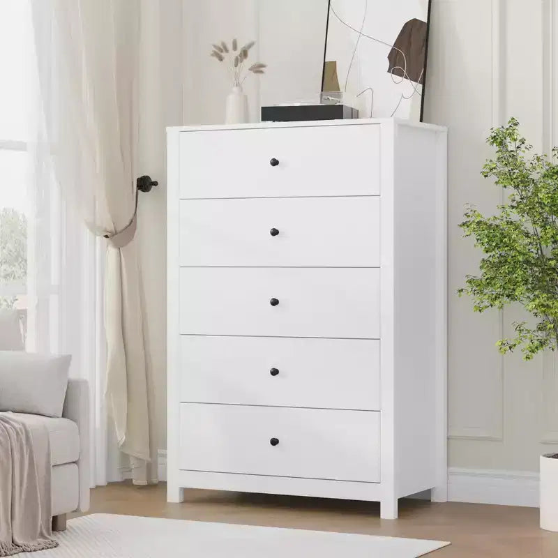 Commode de rangement à 5 tiroirs en bois pour chambre à coucher, commode moderne et simple avec tiroirs profonds pour salon, couloir, entrée