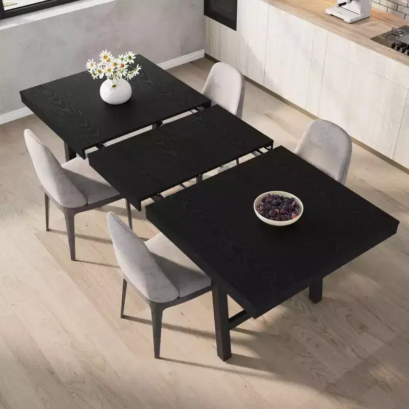 Table de salle à manger extensible 63-83, table de salle à manger rectangulaire industrielle pour 6-8 personnes, table de cuisine extensible avec cadre en métal robuste