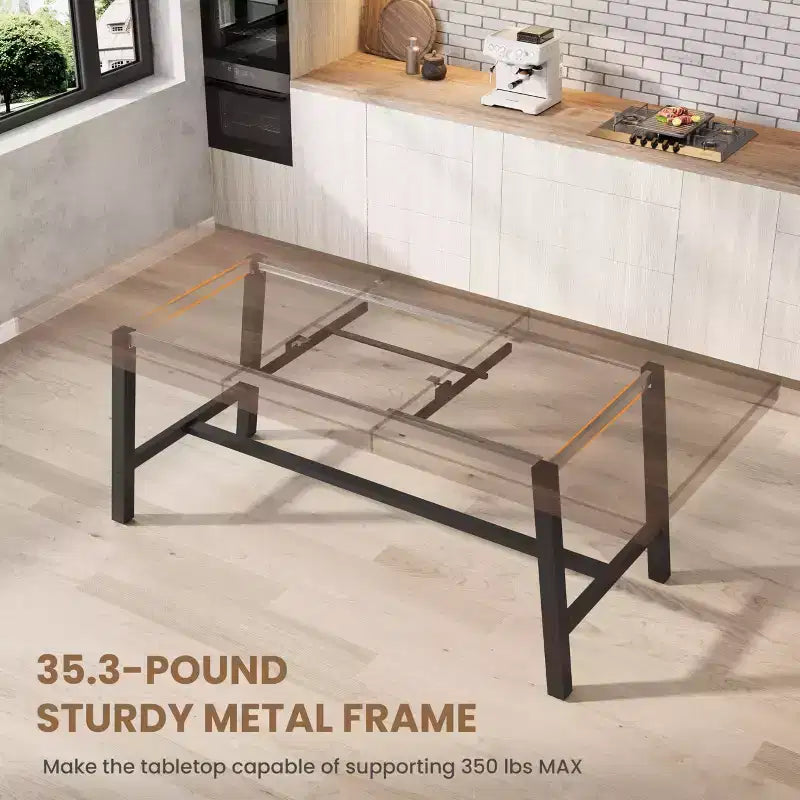 Table de salle à manger extensible 63-83, table de salle à manger rectangulaire industrielle pour 6-8 personnes, table de cuisine extensible avec cadre en métal robuste