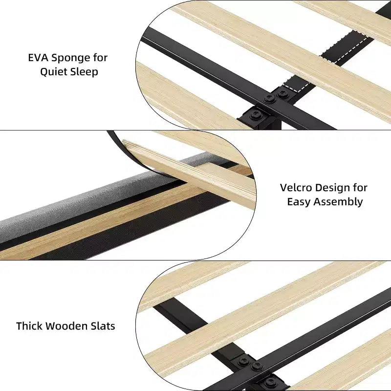 Cadre de lit rembourré King Size, Lit plateforme avec tête de lit de rangement, Tiroirs de rangement, Robuste, Pas besoin de sommier tapissier, Facile à monter, Gris