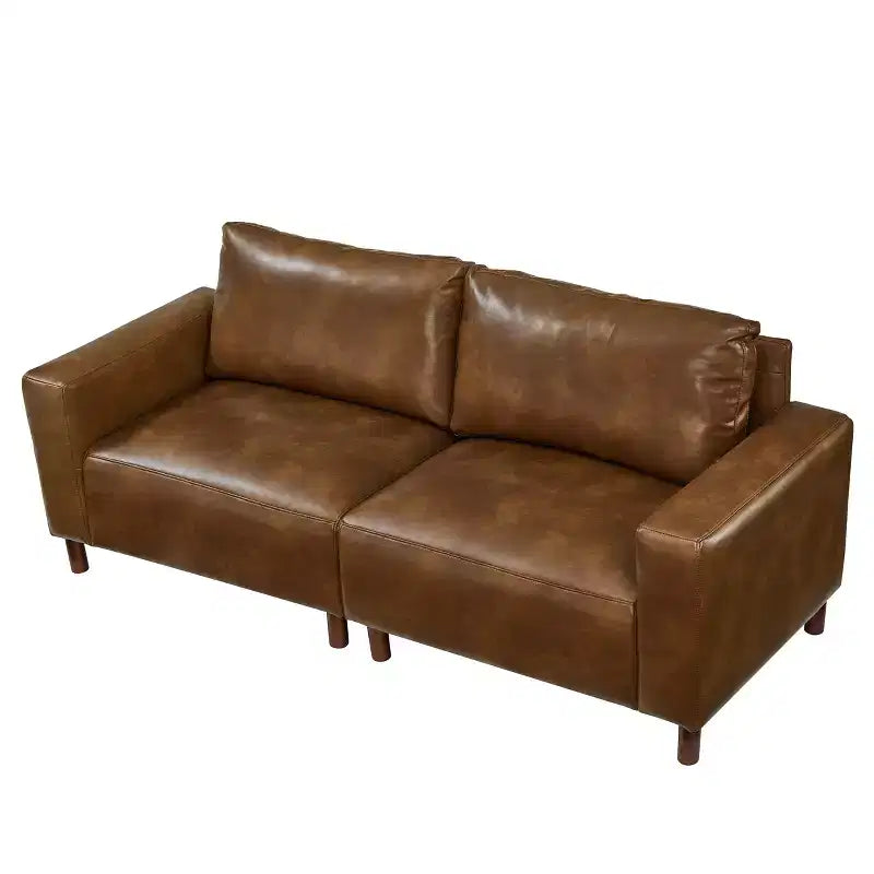 Causeuse de style moderne du milieu du siècle en similicuir