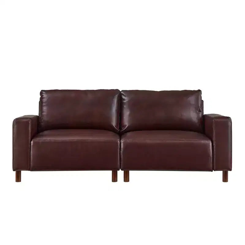 Causeuse de style moderne du milieu du siècle en similicuir