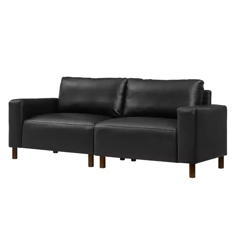 Causeuse de style moderne du milieu du siècle en similicuir