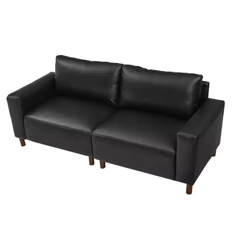 Causeuse de style moderne du milieu du siècle en similicuir