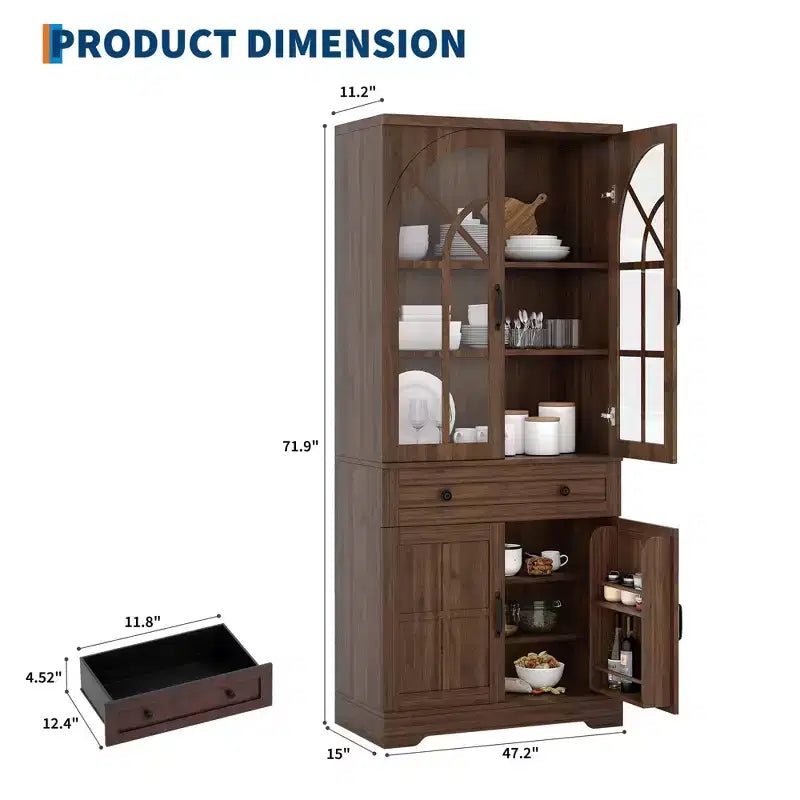 Meuble de Rangement de Cuisine de Ferme, Meuble de Cuisine Autoportant, Étagères Réglables, Organisateur Multifonctionnel, pour Cuisine, Salle à Manger, Salon