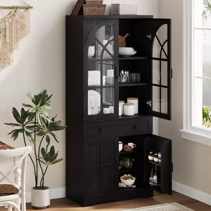 Farmhouse Pantry Cabinet, Freestanding Kitchen Cabinet, Adjustable Shelves, Multifunctional Organizer, for Kitchen, Dining Room, Living Room