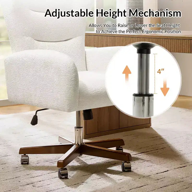 Chaise de bureau avec hauteur réglable et accoudoirs incurvés