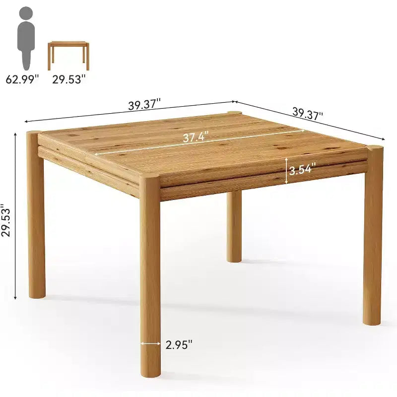 Table de salle à manger carrée en bois massif pour 4 personnes, table de cuisine style ferme pour salle à manger, cuisine, salon, montage facile