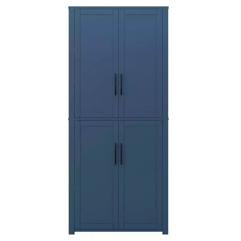 Meuble de rangement autoportant à 4 portes en bois grainé blanc avec portes en bois massif pour salon
