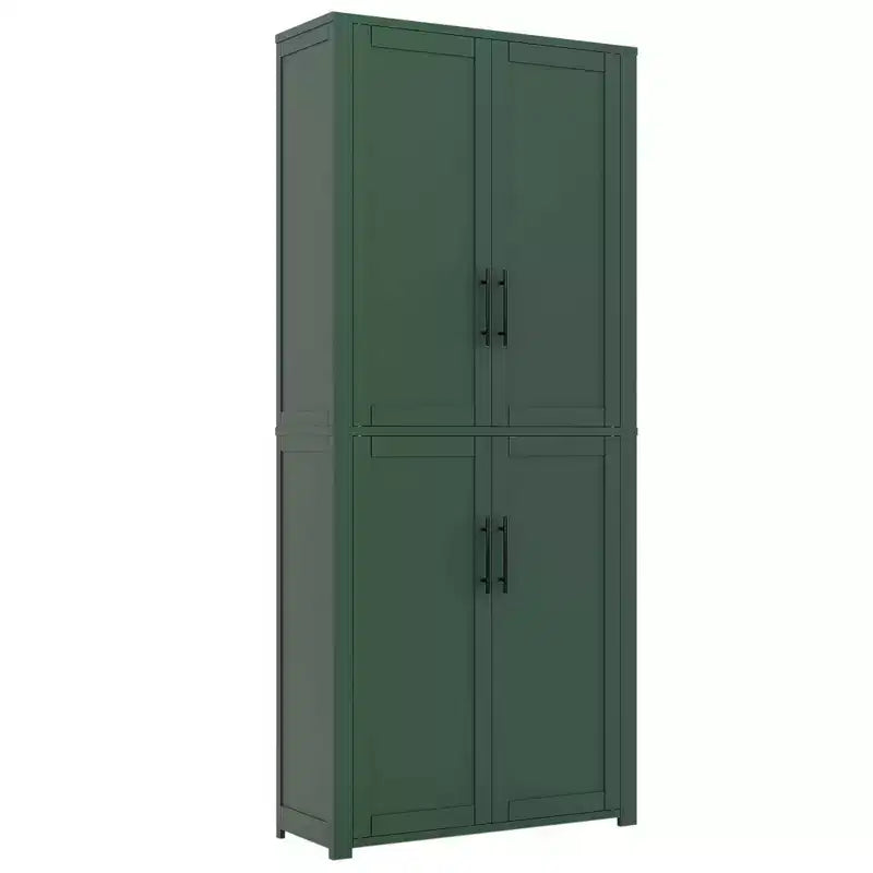 Meuble de rangement autoportant à 4 portes en bois grainé blanc avec portes en bois massif pour salon