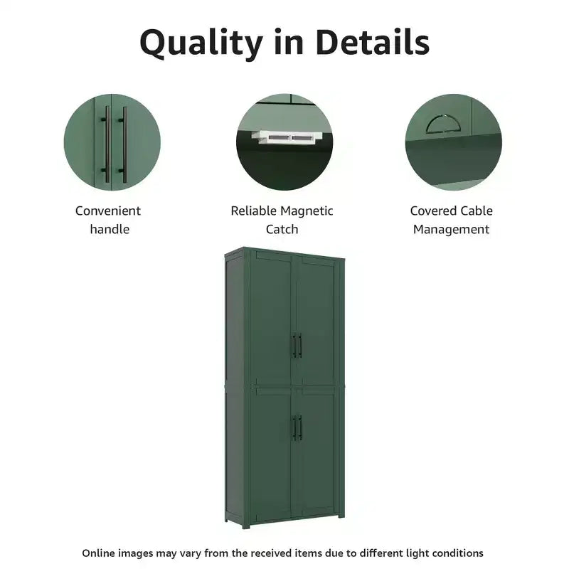 Meuble de rangement autoportant à 4 portes en bois grainé blanc avec portes en bois massif pour salon