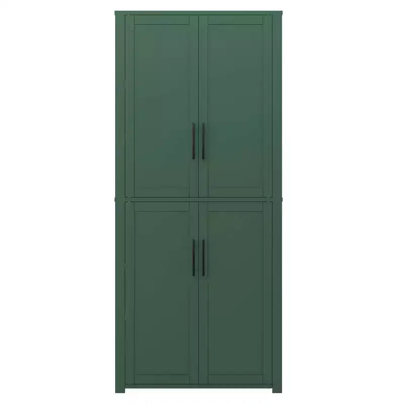 Meuble de rangement autoportant à 4 portes en bois grainé blanc avec portes en bois massif pour salon