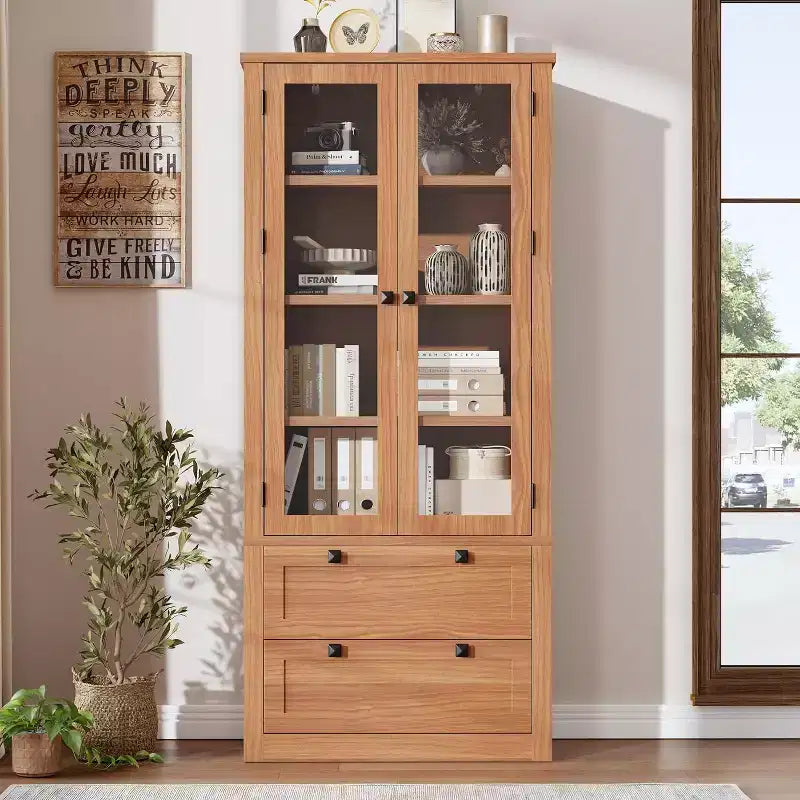 Meuble de rangement pour garde-manger de cuisine de 183 cm, garde-manger de style ferme moderne avec 2 grands tiroirs et étagères réglables, armoire de cuisine autonome pour salle à manger