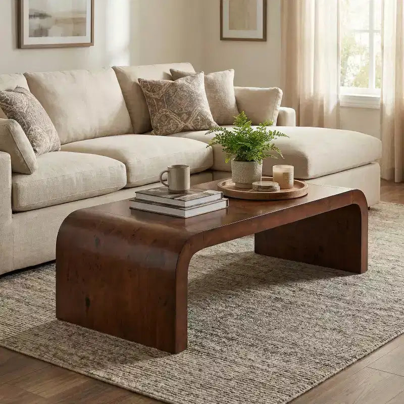 Table basse cascade moderne avec bords incurvés