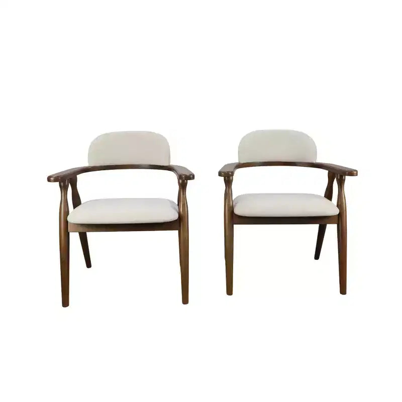 Chaises de salle à manger rembourrées en bois d'hévéa de style rustique avec dossier incurvé (lot de 2)