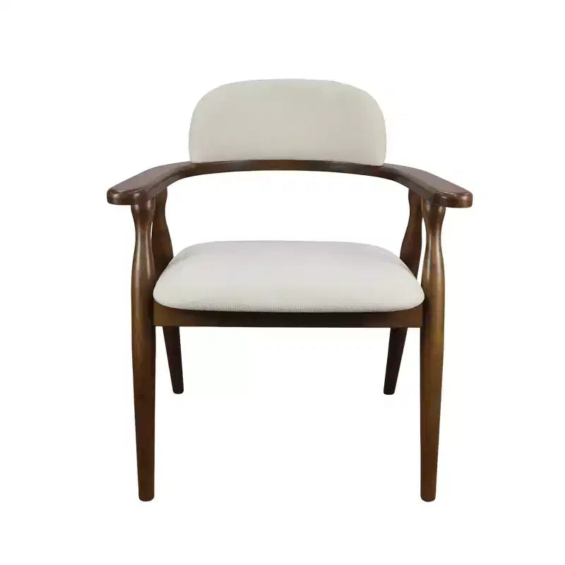 Chaises de salle à manger rembourrées en bois d'hévéa de style rustique avec dossier incurvé (lot de 2)