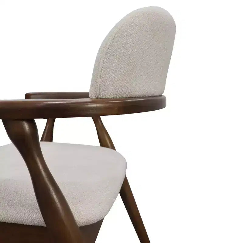 Chaises de salle à manger rembourrées en bois d'hévéa de style rustique avec dossier incurvé (lot de 2)
