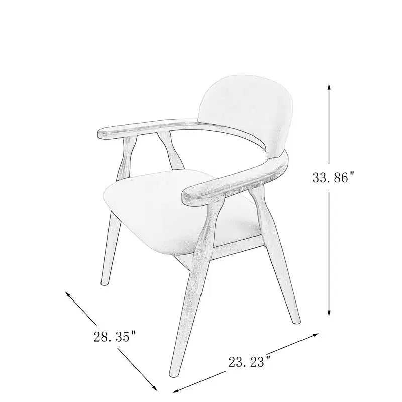 Chaises de salle à manger rembourrées en bois d'hévéa de style rustique avec dossier incurvé (lot de 2)