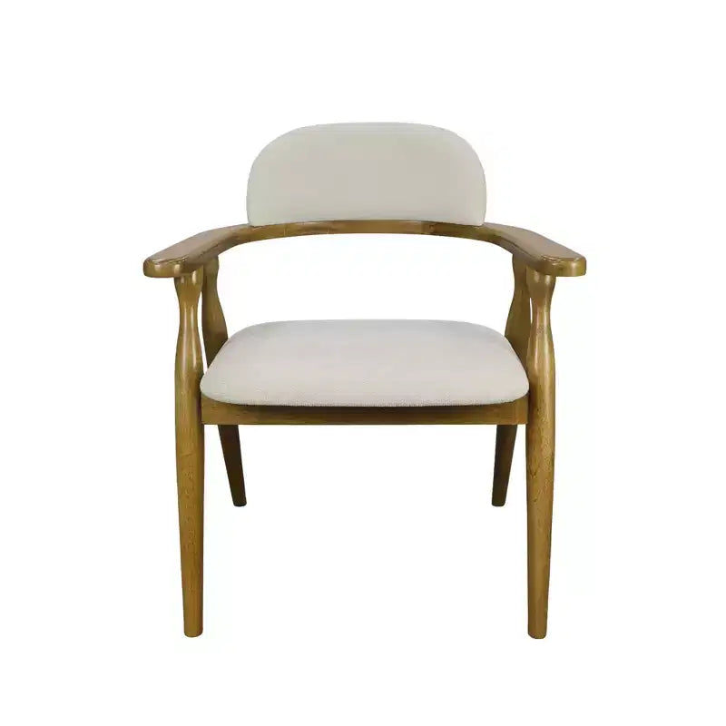 Chaises de salle à manger rembourrées en bois d'hévéa de style rustique avec dossier incurvé (lot de 2)