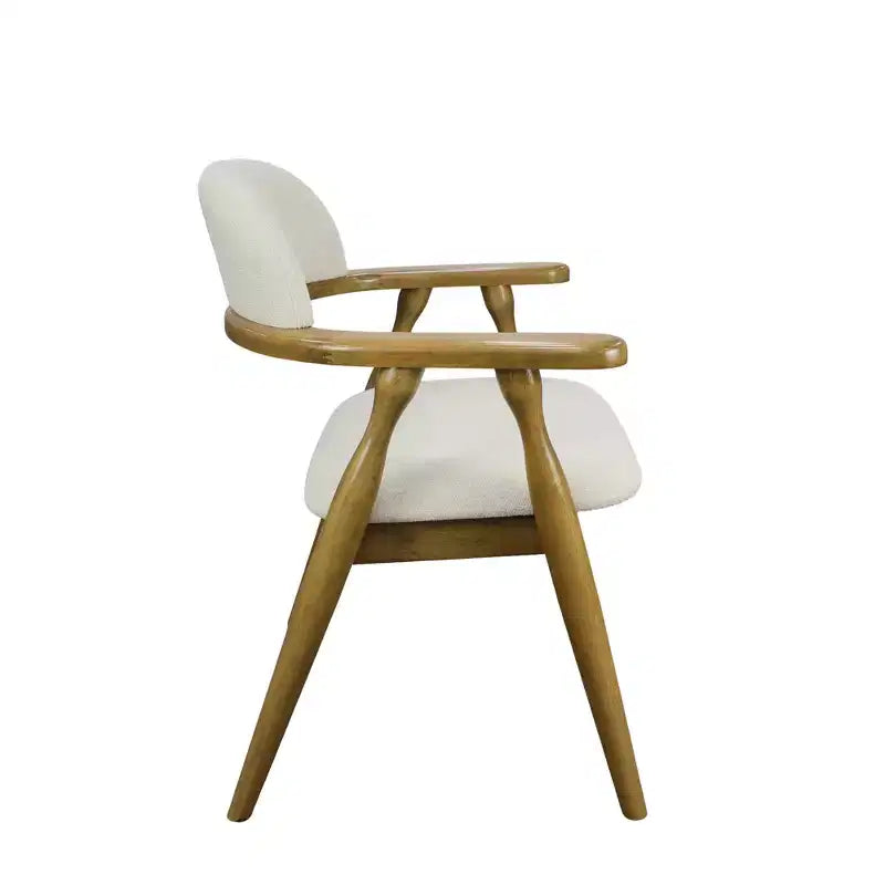 Chaises de salle à manger rembourrées en bois d'hévéa de style rustique avec dossier incurvé (lot de 2)