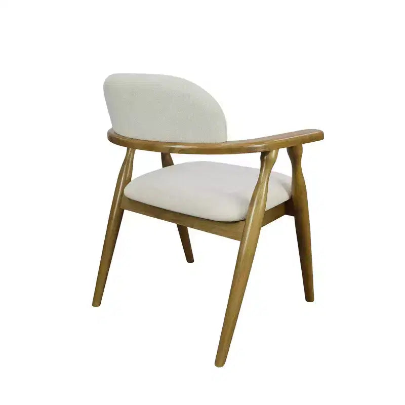 Chaises de salle à manger rembourrées en bois d'hévéa de style rustique avec dossier incurvé (lot de 2)