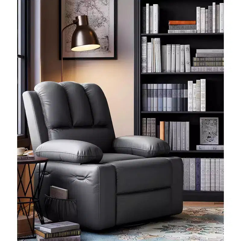 Fauteuil inclinable manuel en cuir surdimensionné, siège inclinable classique avec soutien lombaire et accoudoirs, pour salon, chambre à coucher, chambre de bébé, fauteuil de cinéma maison