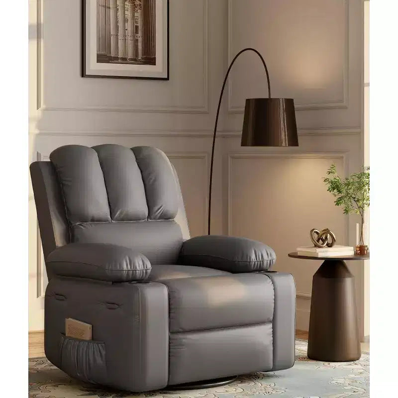 Fauteuil inclinable manuel en cuir surdimensionné, siège inclinable classique avec soutien lombaire et accoudoirs, pour salon, chambre à coucher, chambre de bébé, fauteuil de cinéma maison