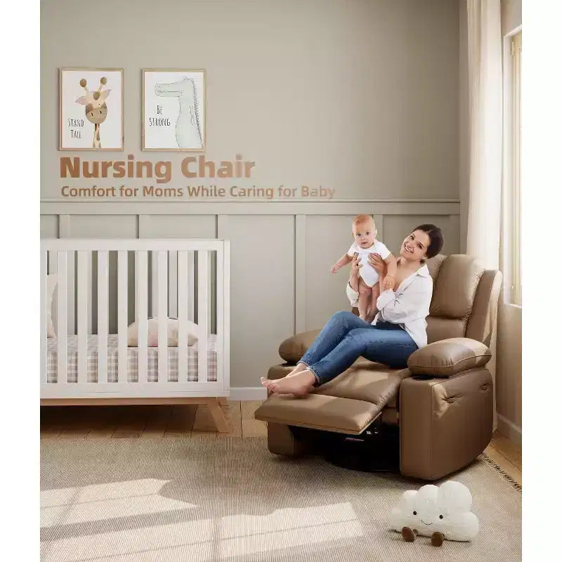 Fauteuil inclinable manuel en cuir surdimensionné, siège inclinable classique avec soutien lombaire et accoudoirs, pour salon, chambre à coucher, chambre de bébé, fauteuil de cinéma maison
