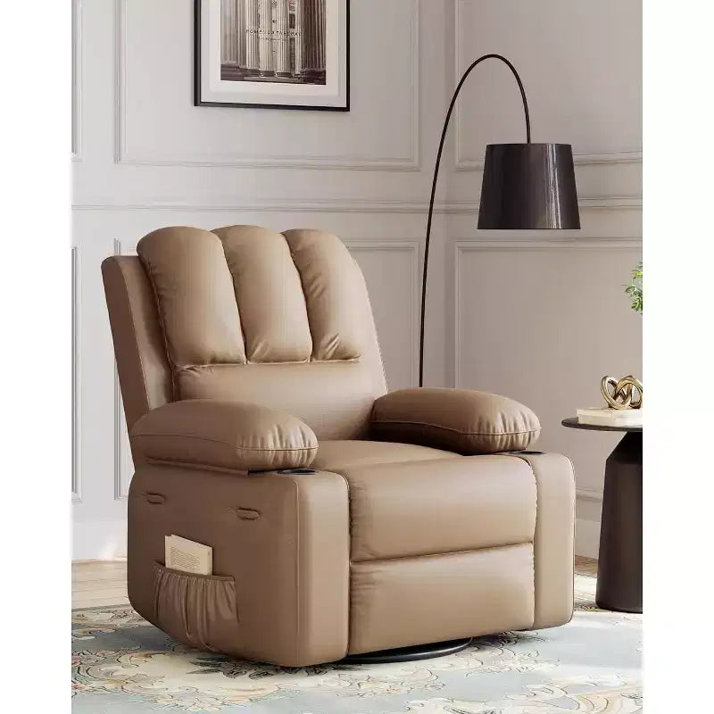 Fauteuil inclinable manuel en cuir surdimensionné, siège inclinable classique avec soutien lombaire et accoudoirs, pour salon, chambre à coucher, chambre de bébé, fauteuil de cinéma maison