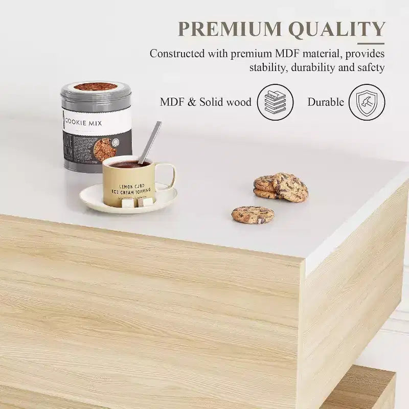 Meuble Bar à Café, 3 Tiroirs, Étagère Réglable, pour Salle à Manger, Salon, Cuisine
