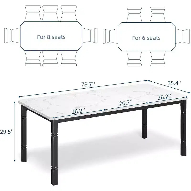 Table à manger longue industrielle pour 6-8 personnes, table de cuisine rectangulaire en bois avec cadre métallique robuste, style ferme moderne pour salle à manger et cuisine.