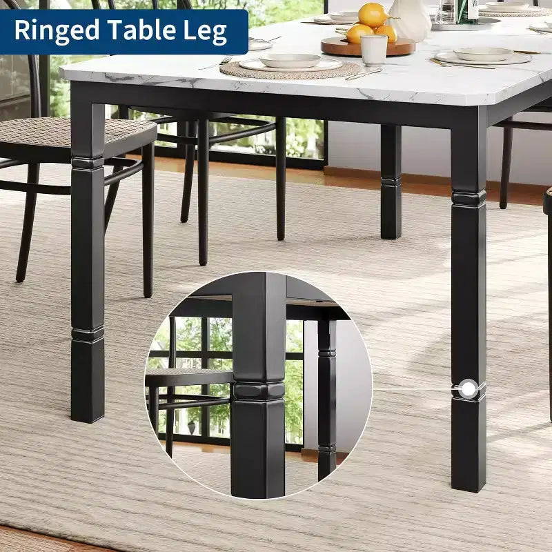 Table à manger longue industrielle pour 6-8 personnes, table de cuisine rectangulaire en bois avec cadre métallique robuste, style ferme moderne pour salle à manger et cuisine.