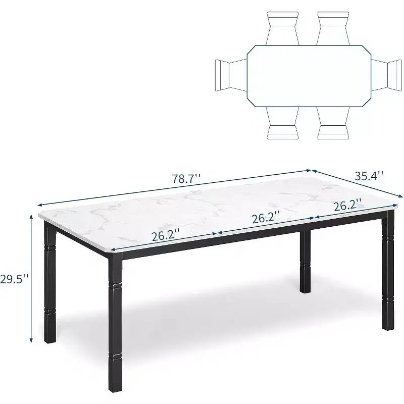 Table à manger longue industrielle pour 6-8 personnes, table de cuisine rectangulaire en bois avec cadre métallique robuste, style ferme moderne pour salle à manger et cuisine.