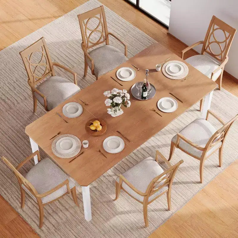 Table à manger longue industrielle pour 6-8 personnes, table de cuisine rectangulaire en bois avec cadre métallique robuste, style ferme moderne pour salle à manger et cuisine.