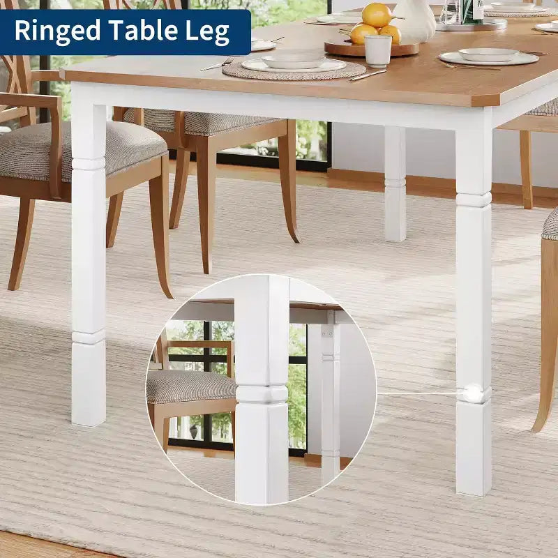 Table à manger longue industrielle pour 6-8 personnes, table de cuisine rectangulaire en bois avec cadre métallique robuste, style ferme moderne pour salle à manger et cuisine.