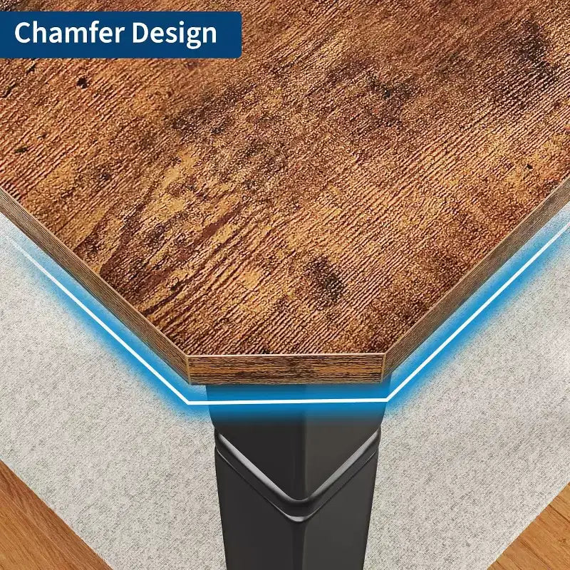 Table à manger longue industrielle pour 6-8 personnes, table de cuisine rectangulaire en bois avec cadre métallique robuste, style ferme moderne pour salle à manger et cuisine.
