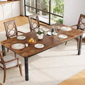 Table à manger longue industrielle pour 6-8 personnes, table de cuisine rectangulaire en bois avec cadre métallique robuste, style ferme moderne pour salle à manger et cuisine.