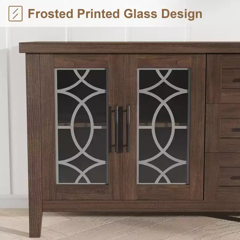 Meuble TV de 65 po pour téléviseurs jusqu'à 70 po – Meuble de divertissement moderne du milieu du siècle avec 2 portes vitrées et 3 tiroirs – Console multimédia en bois