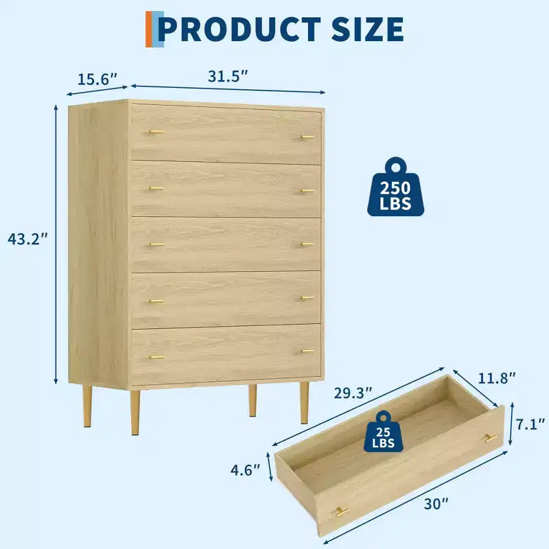 Commode de style Ferme pour Chambre, Commode en Bois Rustique, Poignées Barres, Design Vintage Moderne, Organiseur Spacieux pour Chambre, Salon