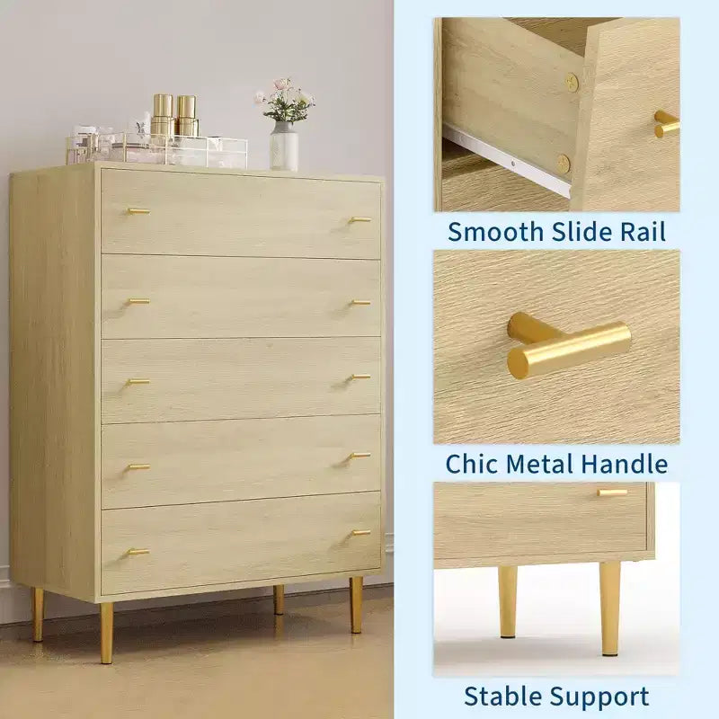Commode de style Ferme pour Chambre, Commode en Bois Rustique, Poignées Barres, Design Vintage Moderne, Organiseur Spacieux pour Chambre, Salon
